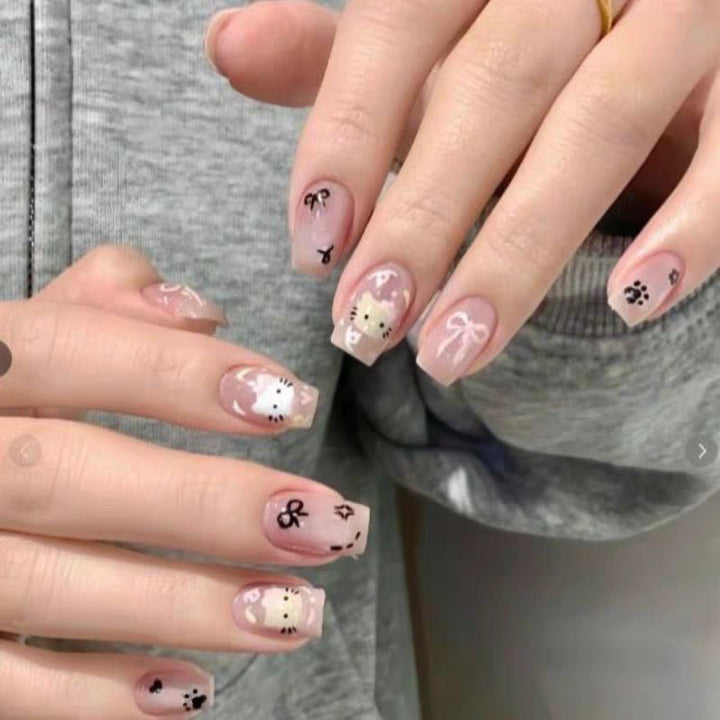 Artistic Stiletto Press-On Nails with Silver Accents Kalsten