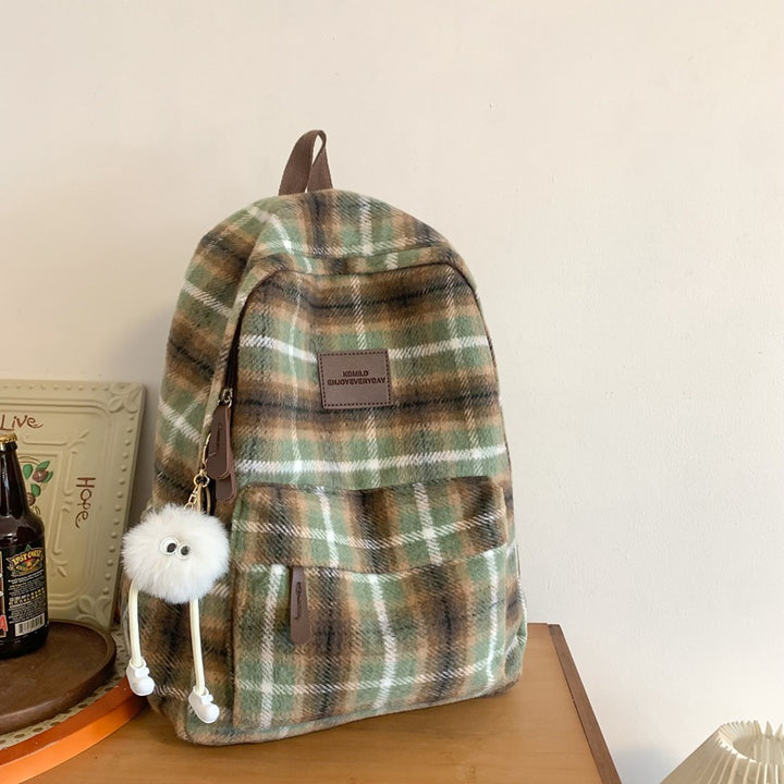 Cozy Plaid Patterned School Backpack Kalsten