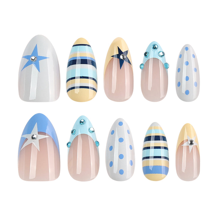 Artful stiletto nails with maritime designs Kalsten