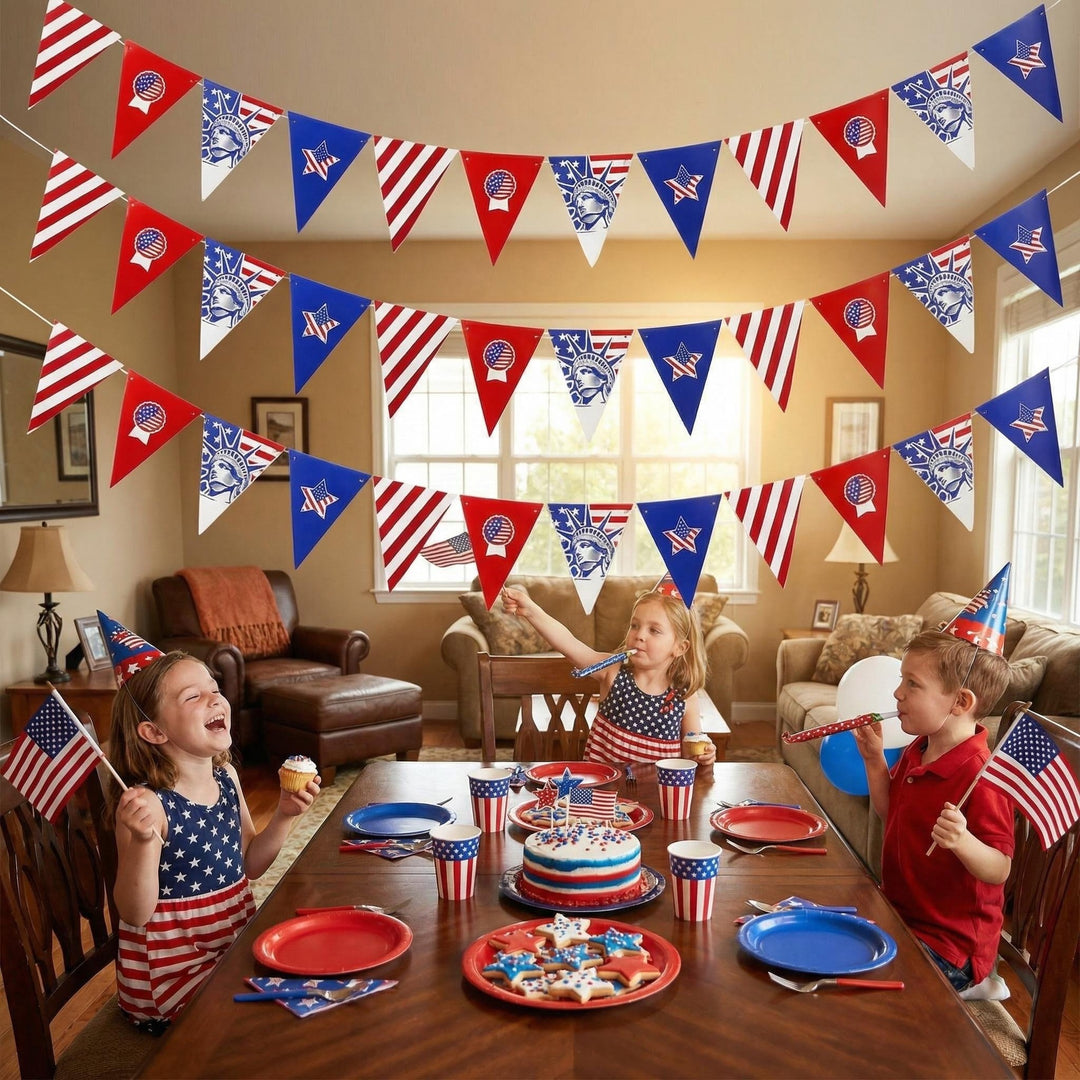 Unisex nan multiple cupcake topper set with patriotic USA motifs made of double-sided printed cardboard and wooden skewers Kalsten