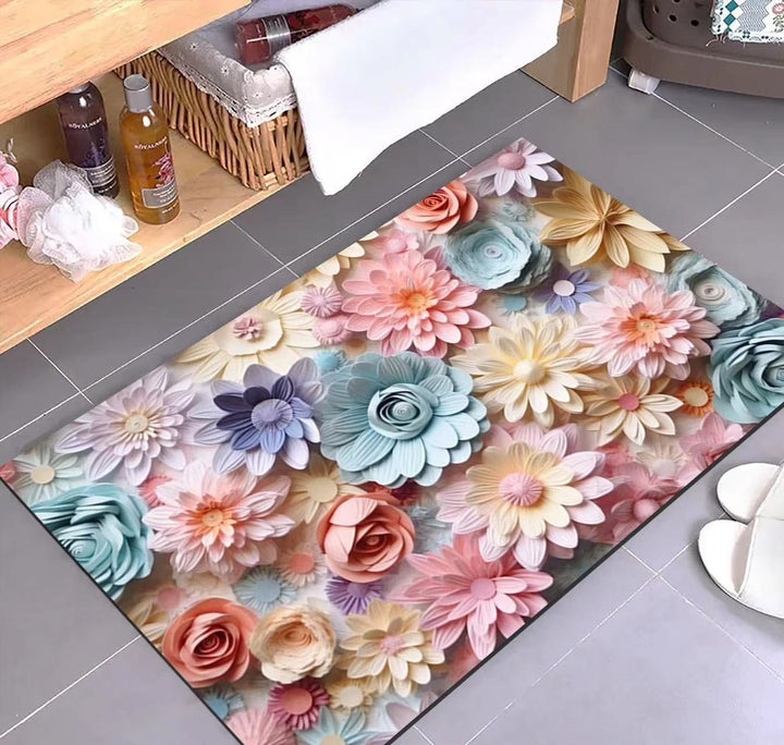 Luxurious Floral Design Bath Mat
