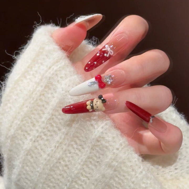 Glamorous Crystal-Studded Stiletto Press-On Nails Kalsten