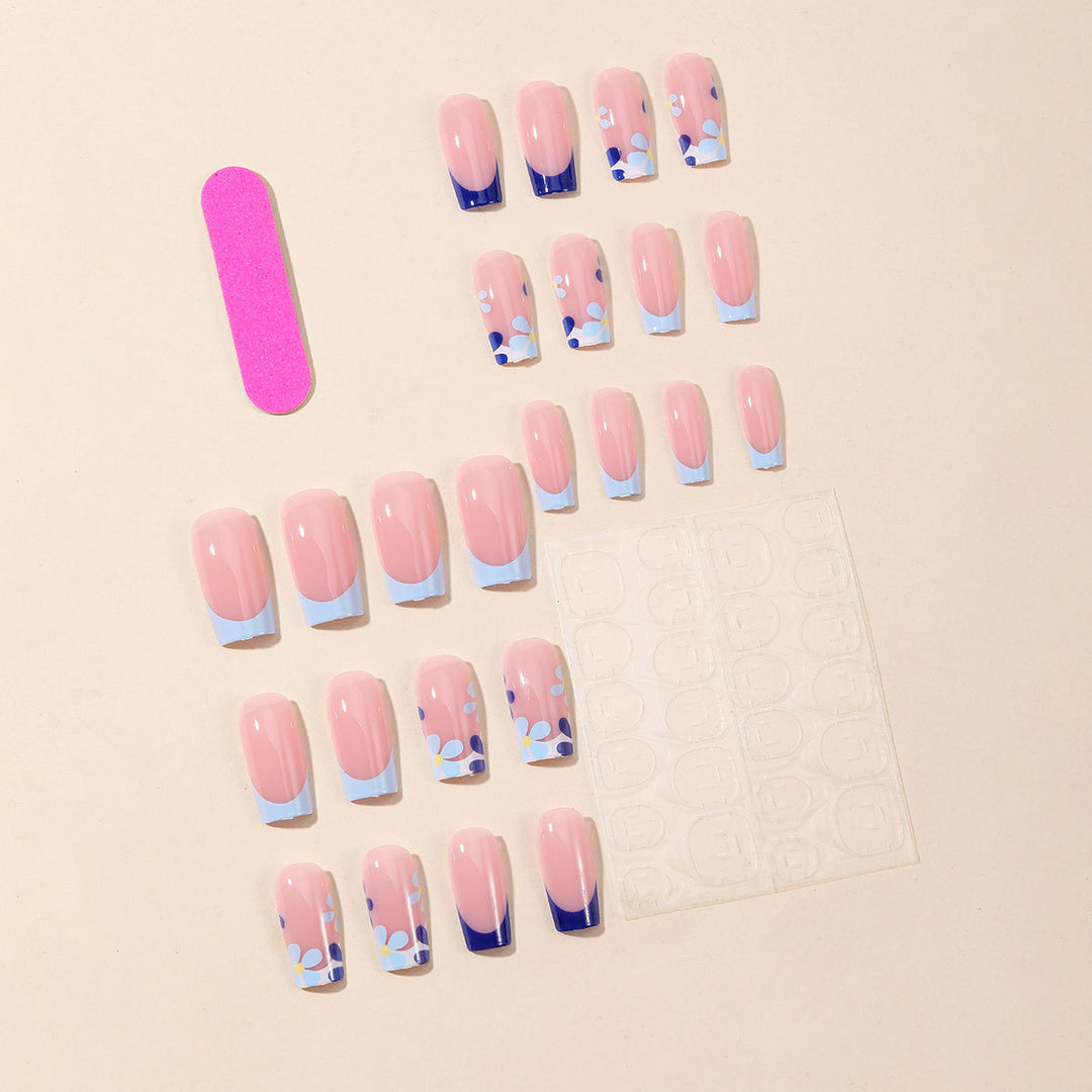Floral French Tip Acrylic Nail Art Extensions Kalsten