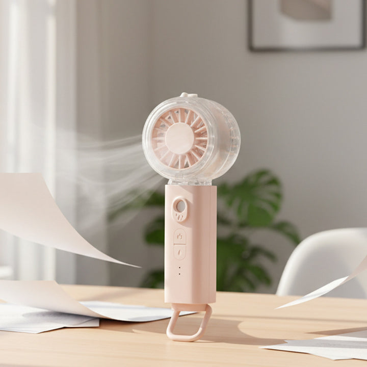 Cooling portable rechargeable handheld misting fan with foldable loop and adjustable multi-speed control Kalsten