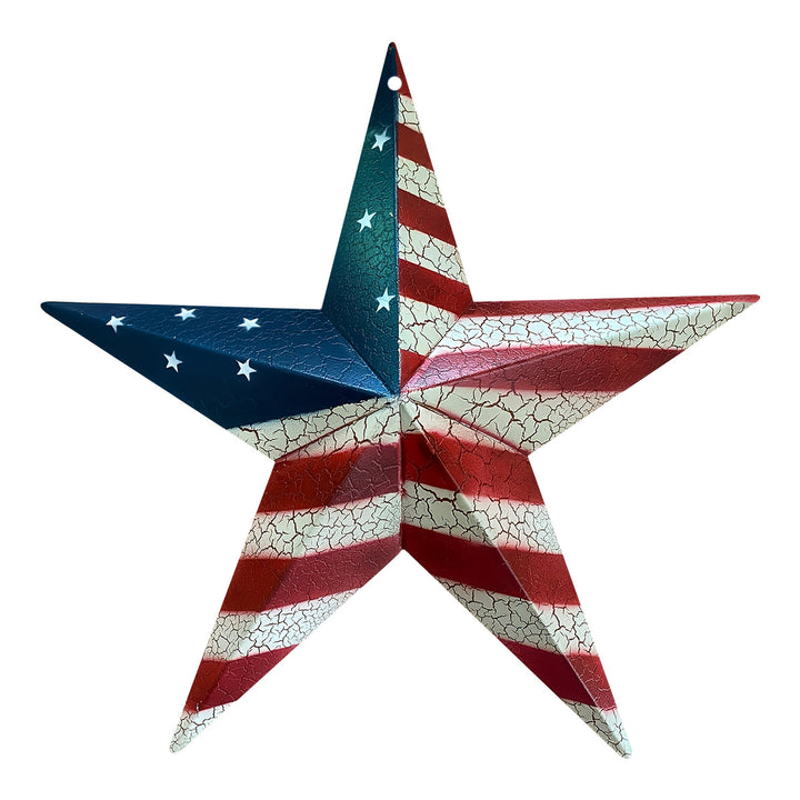 Unisex three-dimensional metal wall star with crackle finish and hanging loop Kalsten