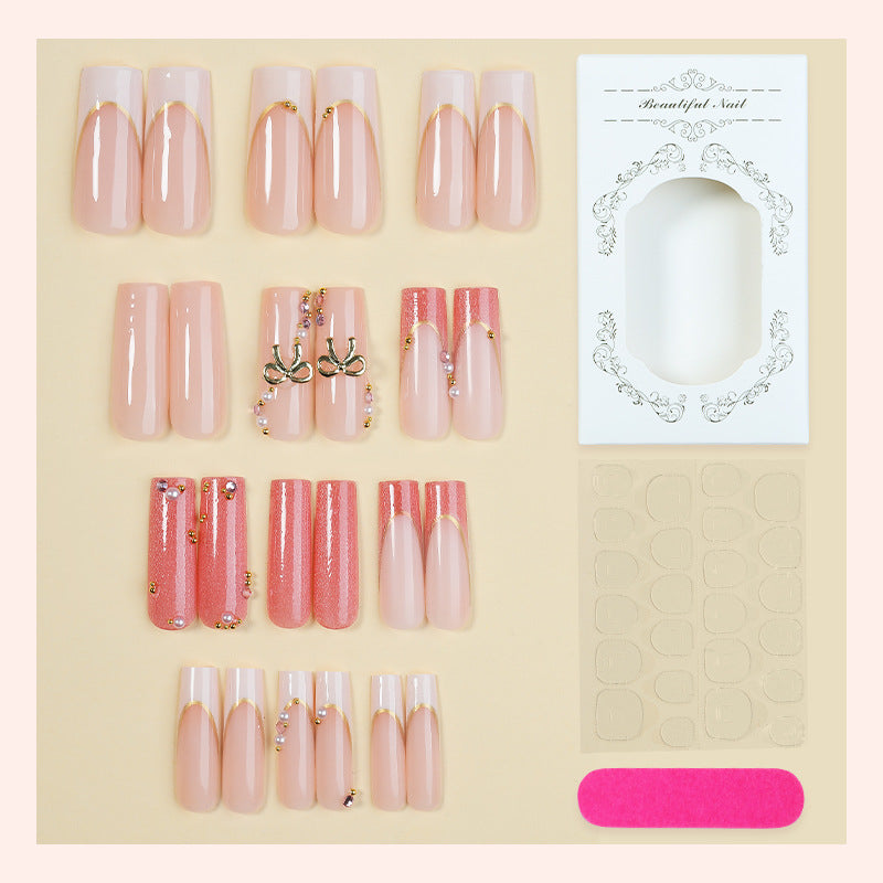 Decorative Press-On Nail Set with Glamorous Accents kalsten