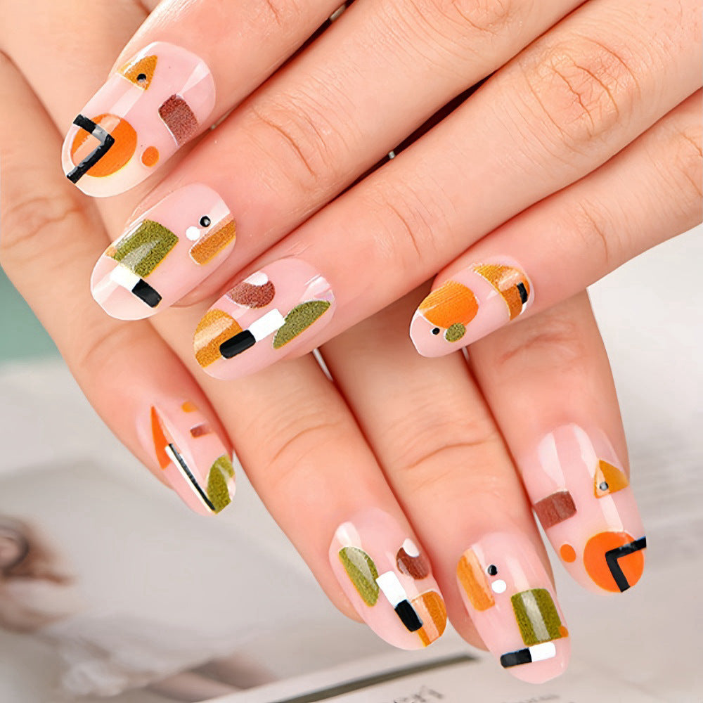 Artificial nails with geometric design Kalsten