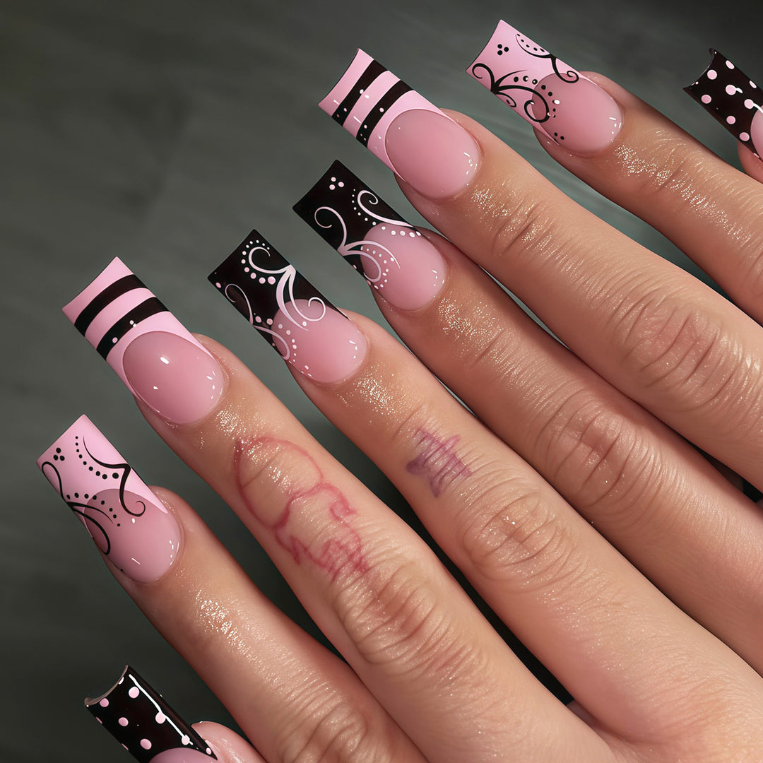 Decorative Long Press-On Nail Art Tips Kalsten