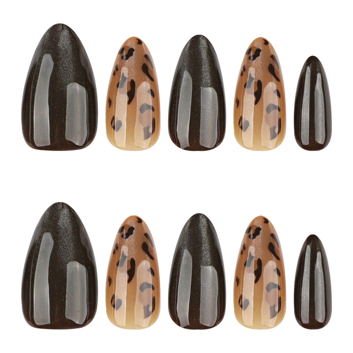 Artful nail extensions with unique leopard pattern and shine Kalsten