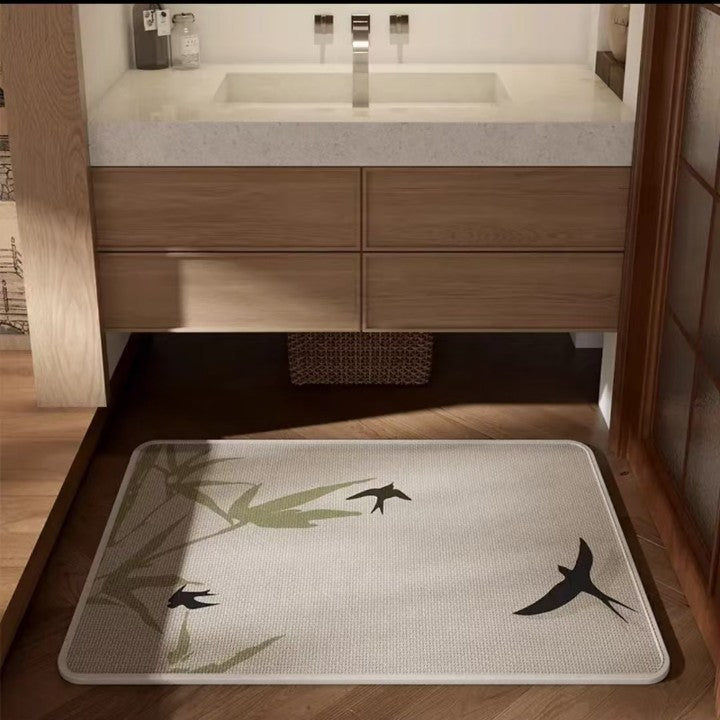 Textured Floral Design Bathroom Mat