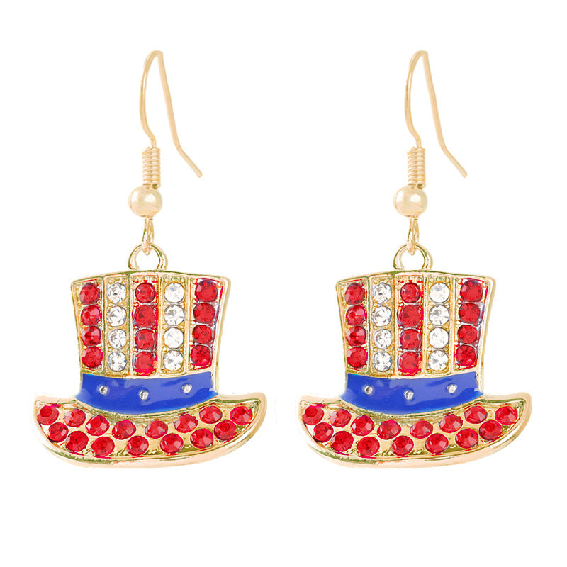 Ladies enamel earrings horseshoe with star stripe motif Kalsten