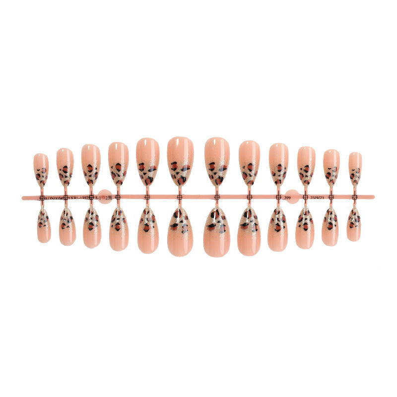 Nail art set with elegant leopard pattern and glitter accents Kalsten