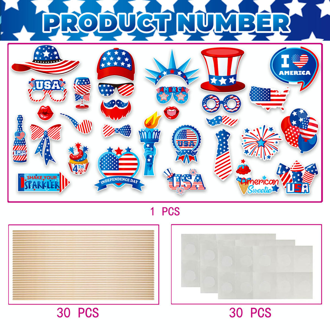 Unisex nan Photo booth props set with wooden sticks and self-adhesive pads Kalsten