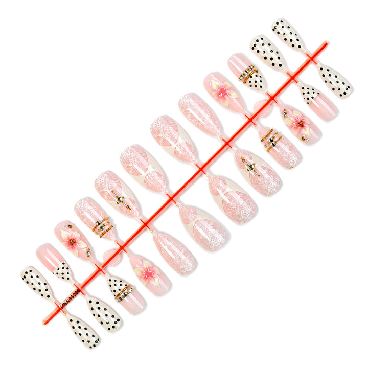 Artificial nail set with floral and glittering accents Kalsten