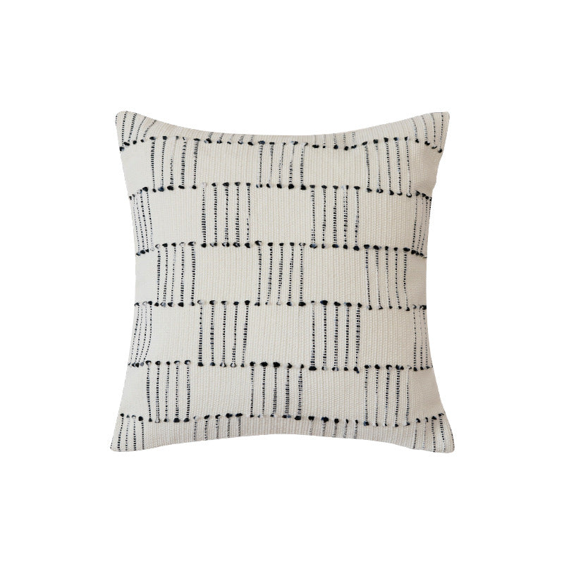 Handwoven cotton cushion cover with striped relief structure and concealed zipper Kalsten