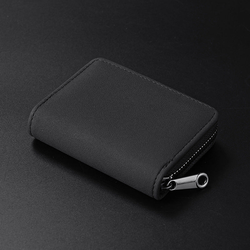 Compact Zippered Leather Wallet