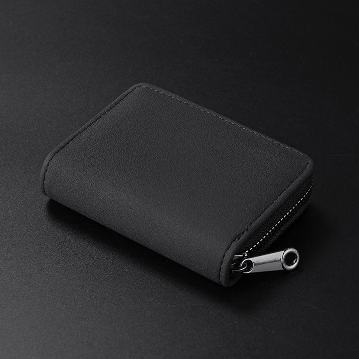 Compact Zippered Leather Wallet
