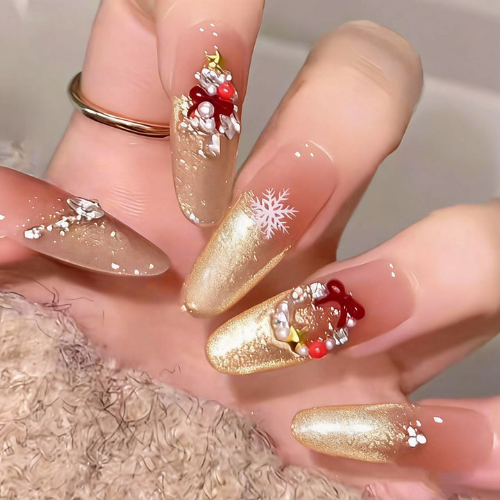 Glamorous artificial nail tips with 3D flower and crystal embellishments Kalsten