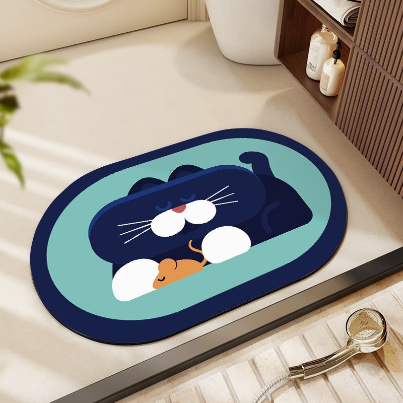 Playful Cartoon-Themed Bath Mat Kalsten