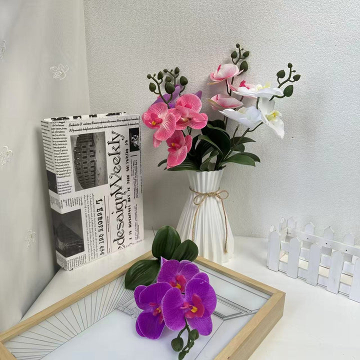 Artificial Orchid Flower Arrangement for Decorative Home Display