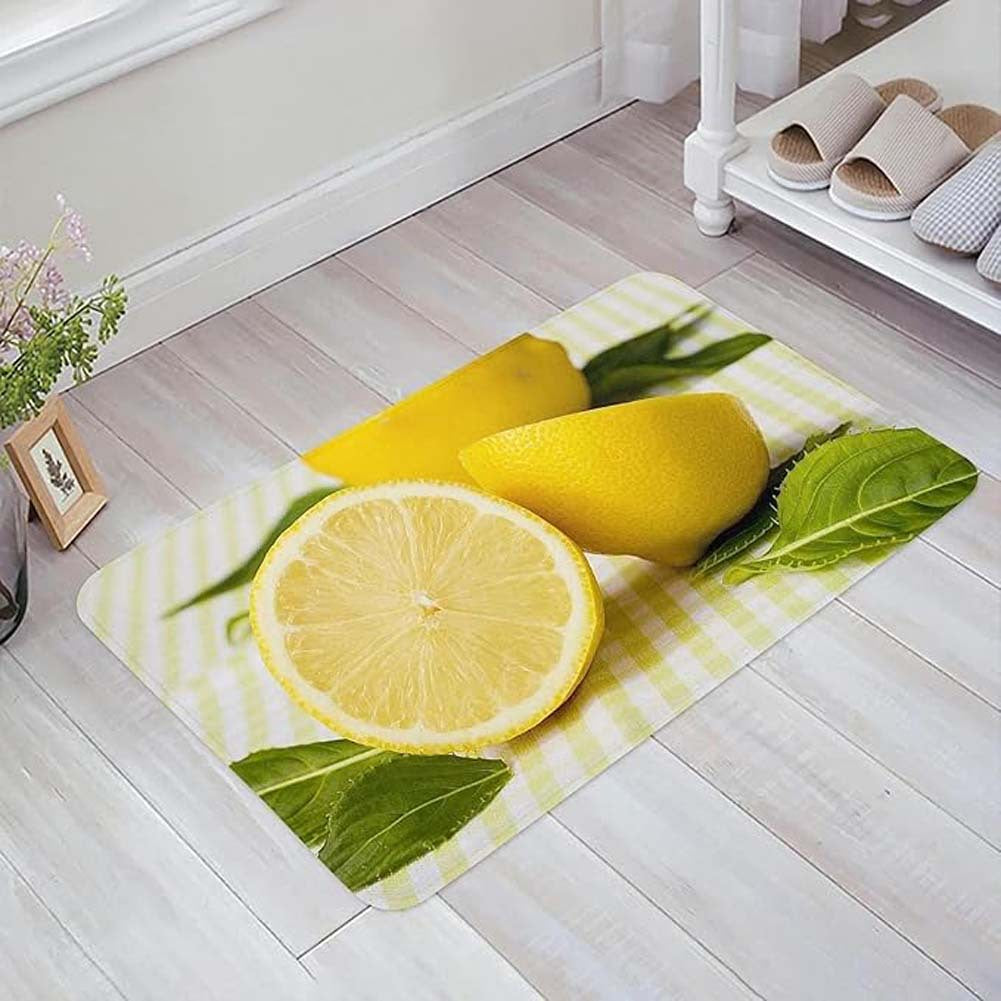 Decorative Lemon-Themed Kitchen Mat