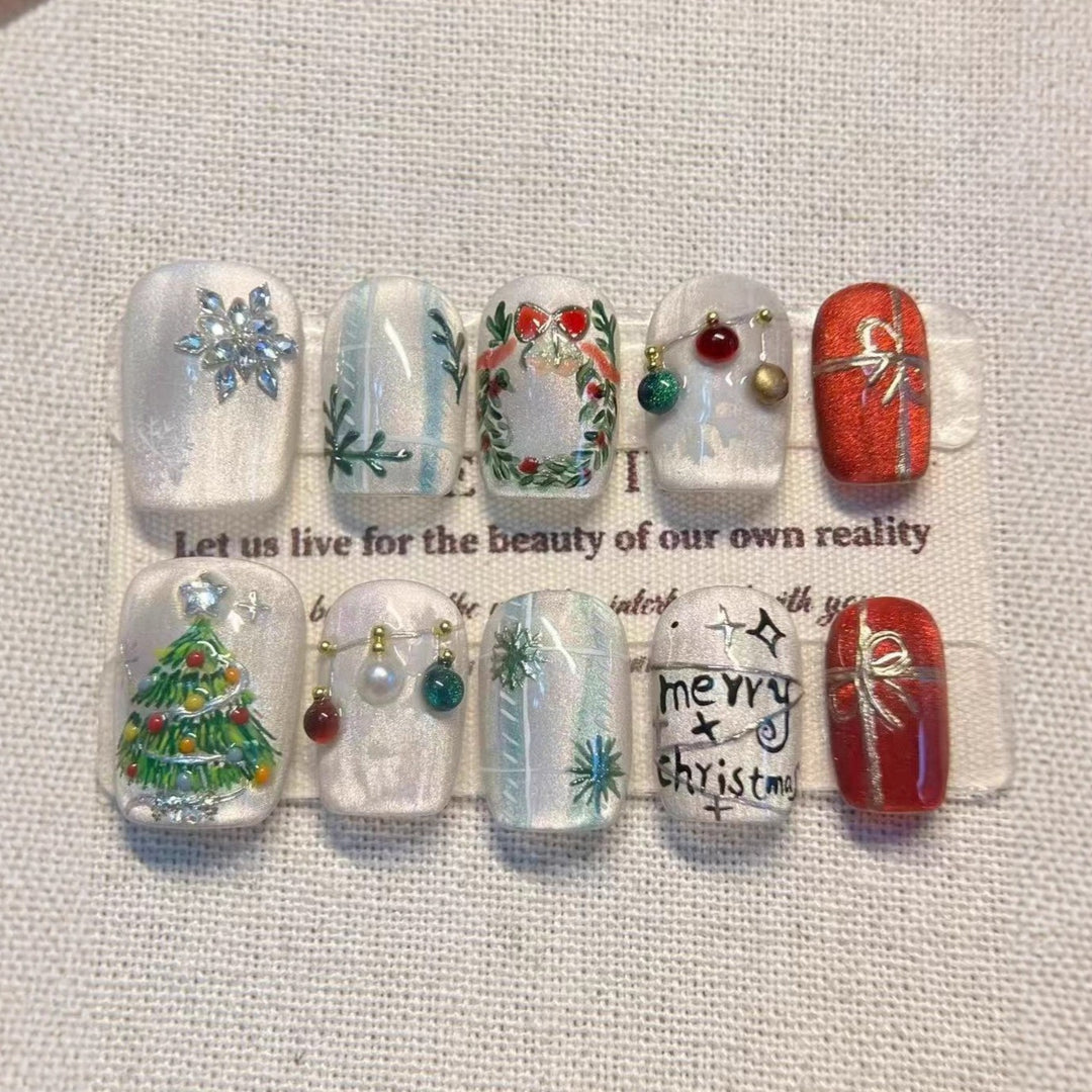 Themed Holiday Nail Art Press-On Set
