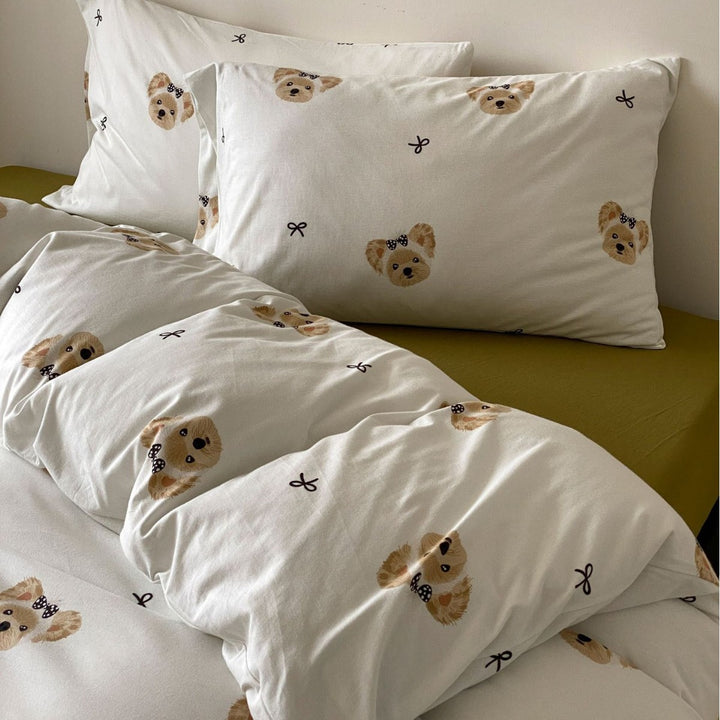 Fluffy cotton bedding set with nostalgic rocking horse pattern