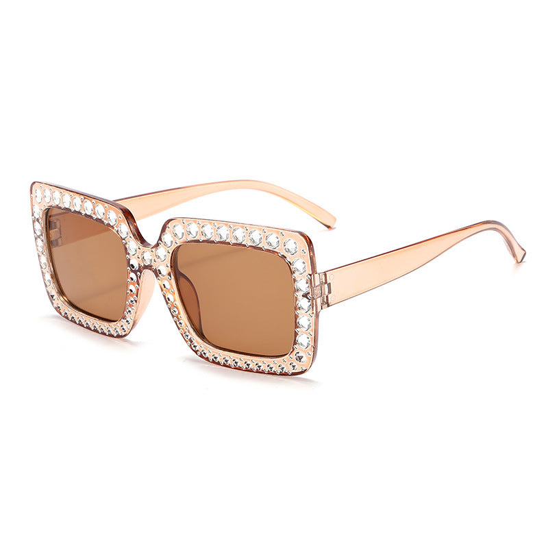 Glamorous Rhinestone-Embellished Square Sunglasses Kalsten