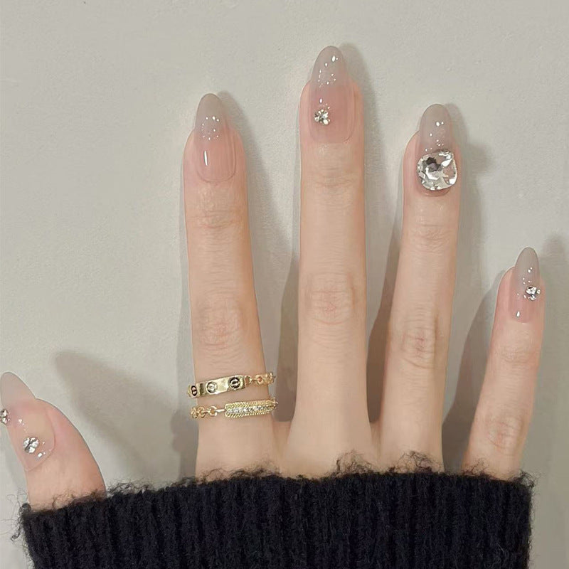 Artisanal Press-On Nail Set with Sparkling Rhinestones Kalsten