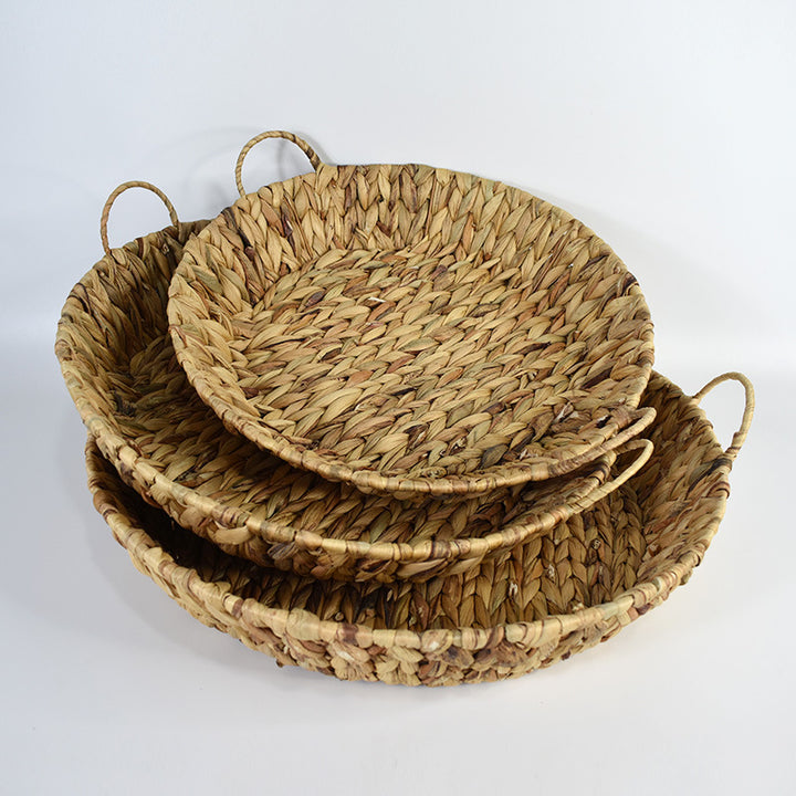 Handwoven Natural Serving Tray Set Kalsten