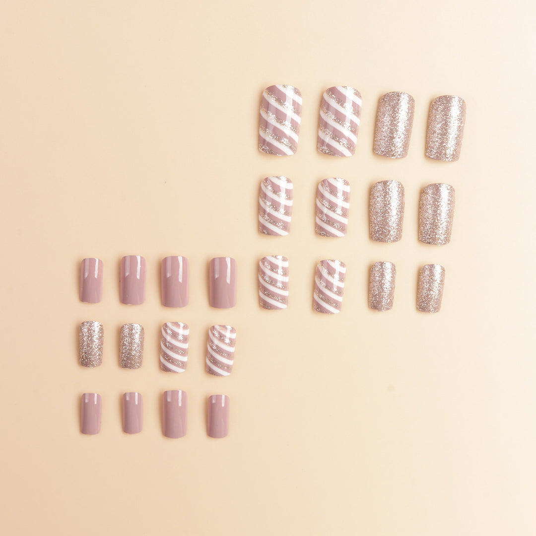 Glittery Press-On Nail Tips Set Kalsten