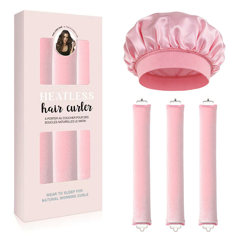 Satin Sleep Cap and Hair Rollers
