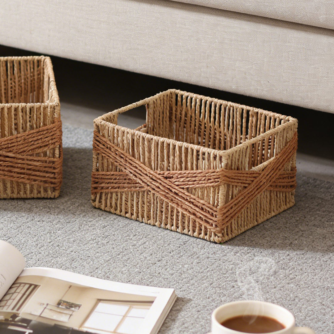 Handcrafted storage basket with decorative weave Kalsten