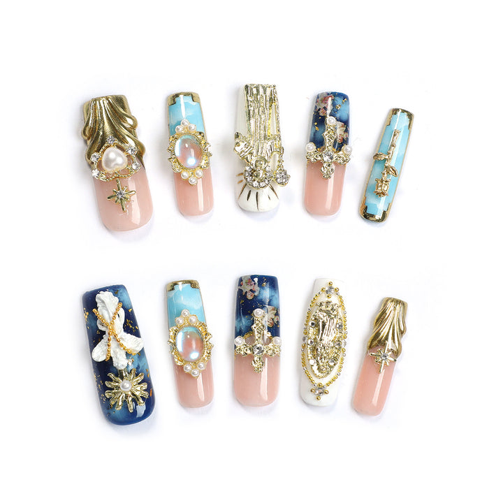 Elegant artificial nails with glamorous embellishments Kalsten