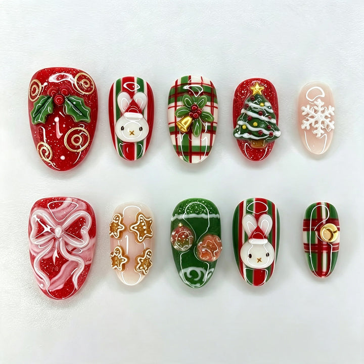 Holiday-Themed Press-On Nail Set Kalsten