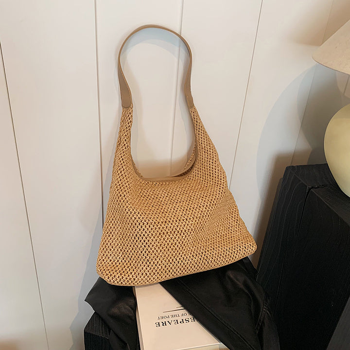 Handwoven Straw Hobo Bag