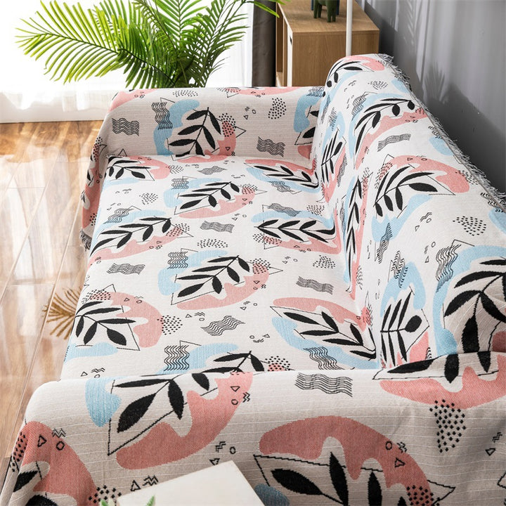 Artistic Leaf Pattern Sofa Throw Cover