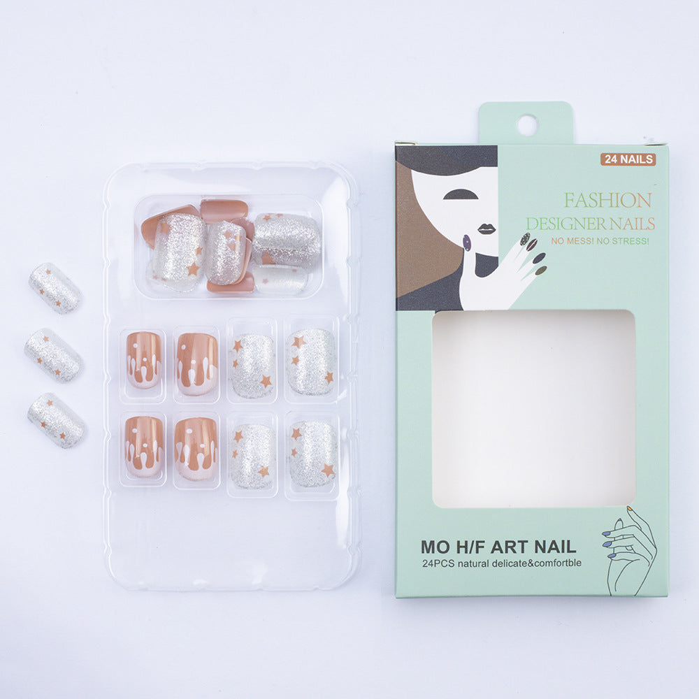 Glittering artificial nails with creative drop design Kalsten