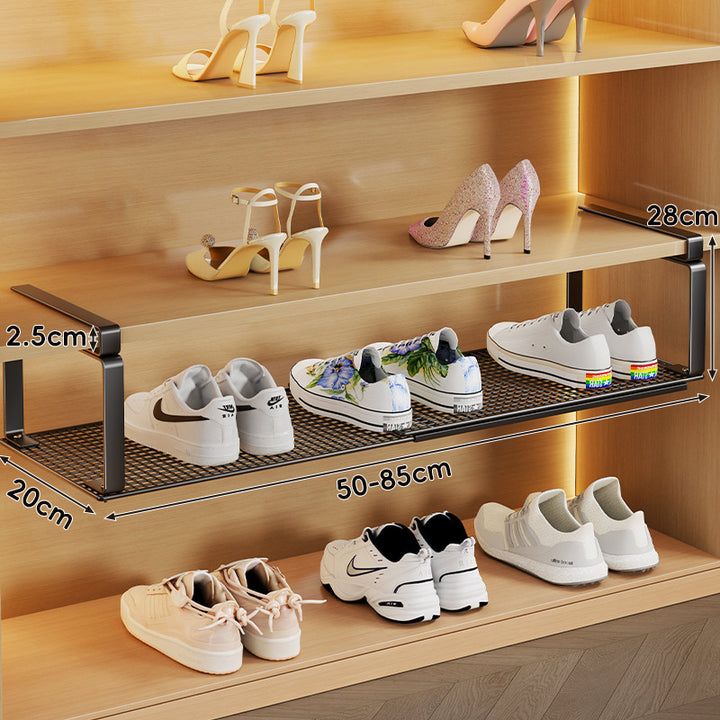 Adjustable Sliding Under-Shelf Mesh Shoe Organizer