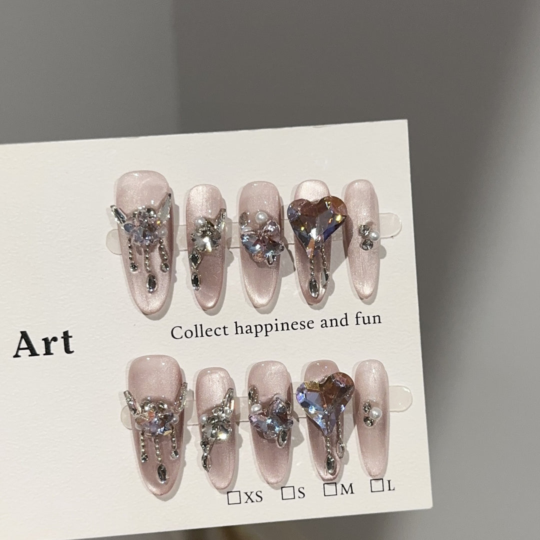 Glamorous Rhinestone Accented Press-On Nail Art Set