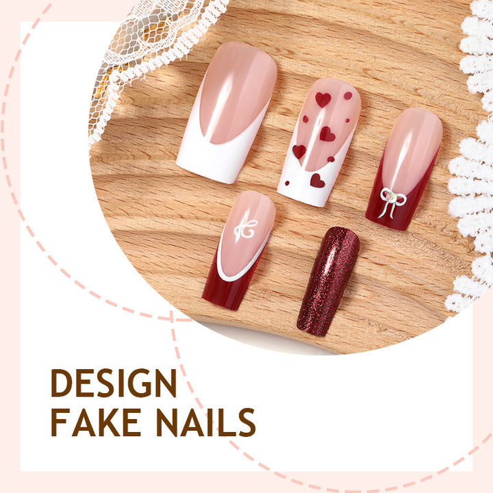Creative Nail Art Set with Heart and Glitter Accents Kalsten