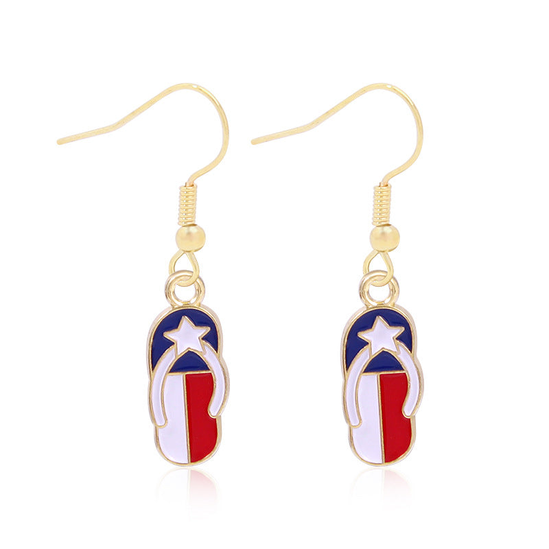 Women's star-shaped enamel earrings with USA flag motif and gold-plated fish Kalsten