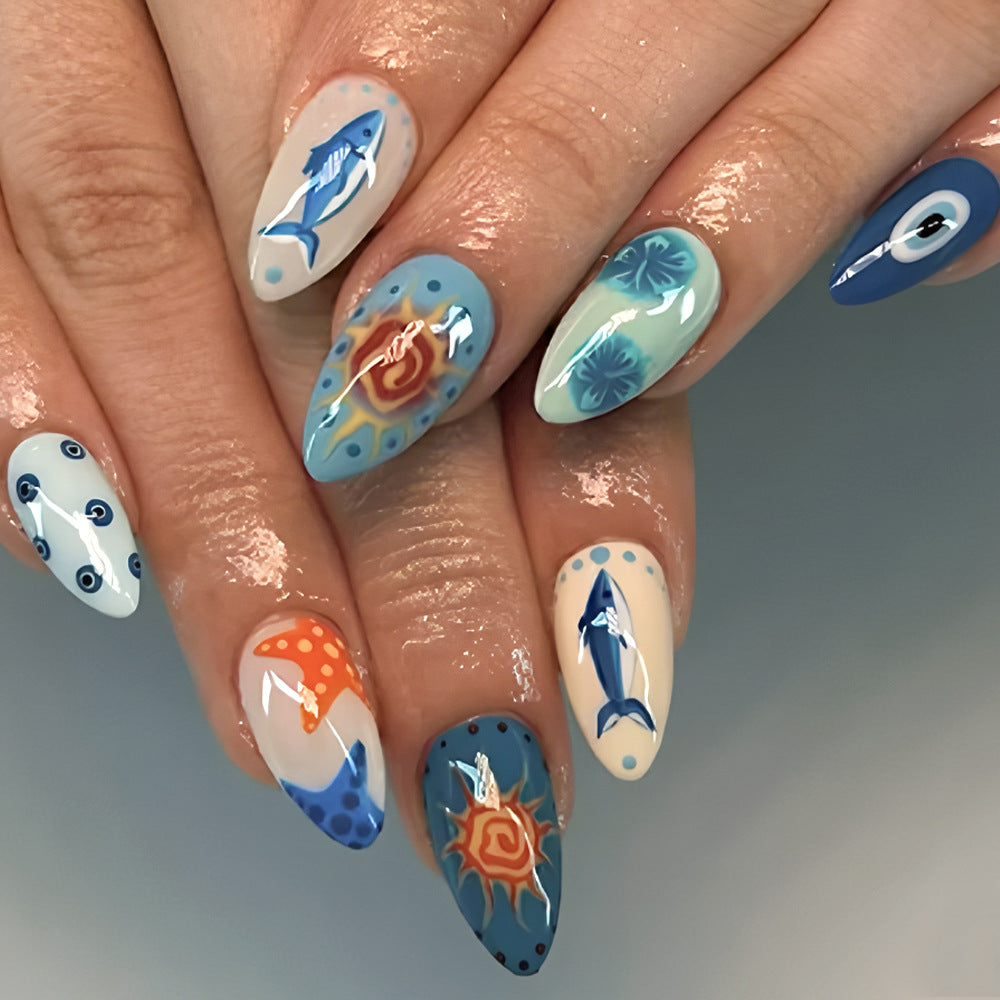 Ocean-Inspired Artistic Press-On Nails Kalsten