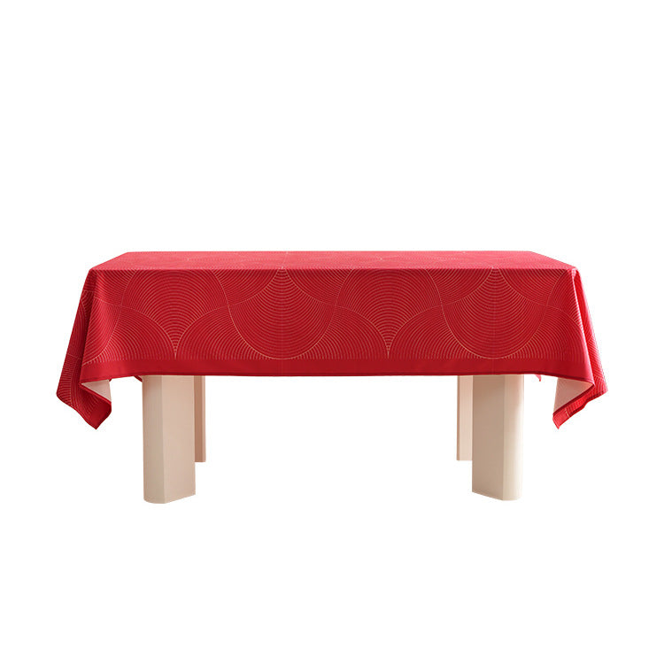 Rectangular wipeable tablecloth in semicircle jacquard with easy-care coating Kalsten