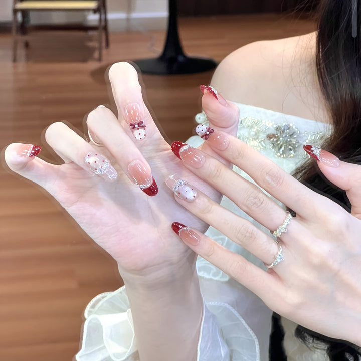 Elegant Press-On Nail Art with Artistic French Tip Design Kalsten