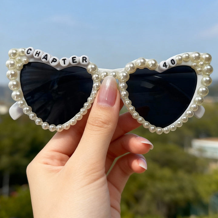 Pearl-Accented Heart-Shaped Sunglasses Kalsten