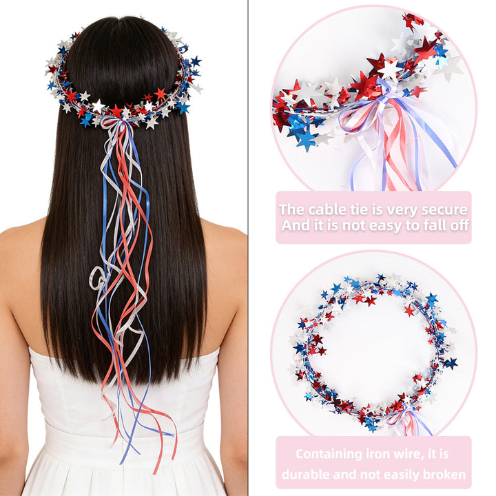 Women's nan star garland ribbon head wreath with long streamer tails Kalsten