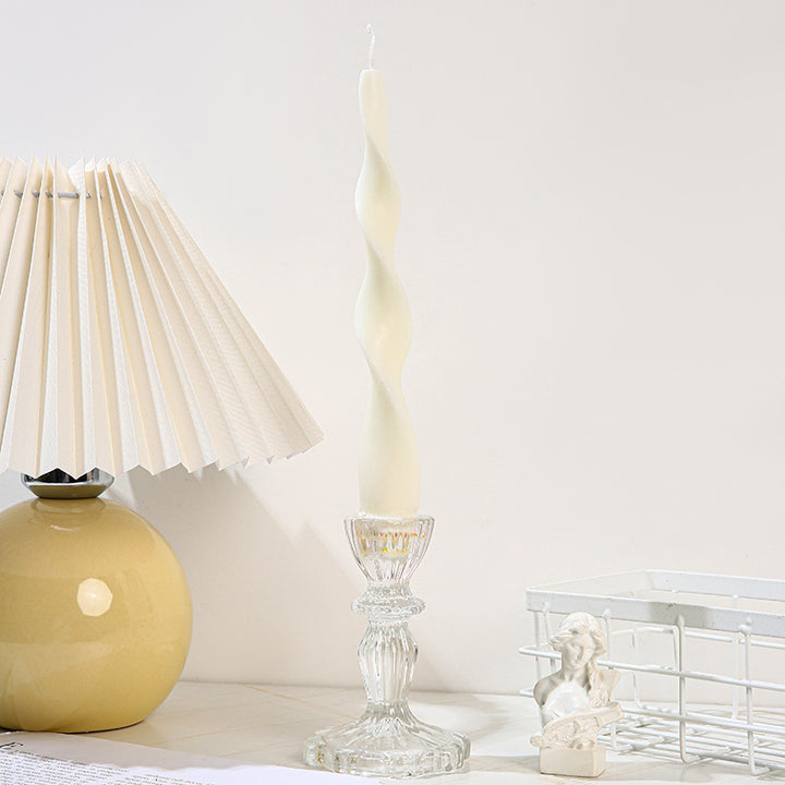 Wavy Sculptural Column Taper Candle