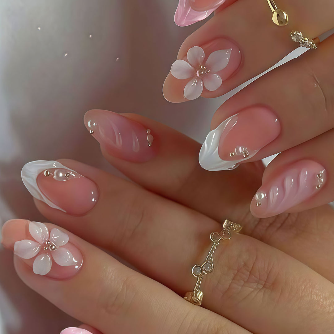 Decorative Floral Acrylic Nail Tips Kalsten