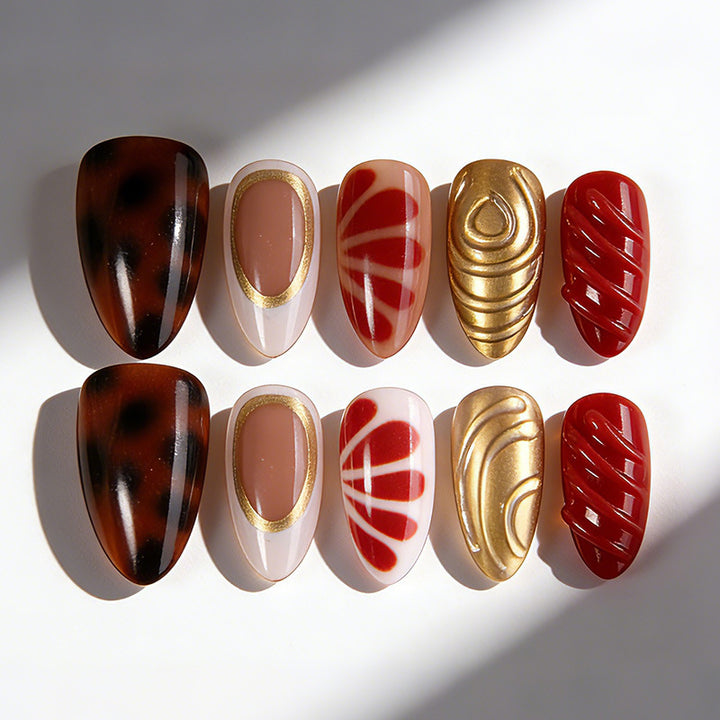 Creative Nail Art Set with Colorful Designs and Different Textures Kalsten